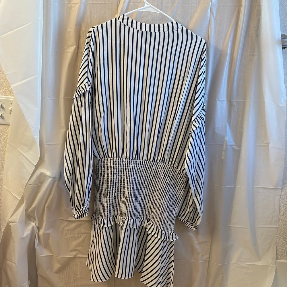 Aqua Navy and White Striped Shirt from Bloomingdal's - Picture 4 of 4